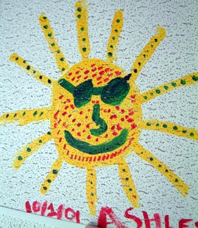 Here's the sun I painted on my ceiling
