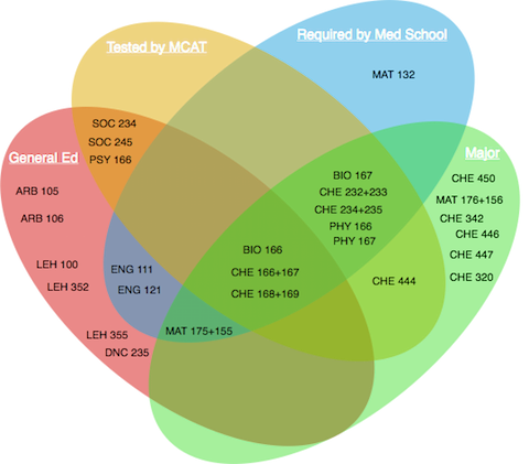 diagram for a major in chemistry (biochemistry concentration) who is also pre-med.