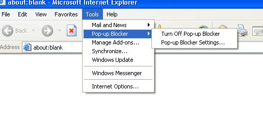 IE 6 Pop-up Blocker On
