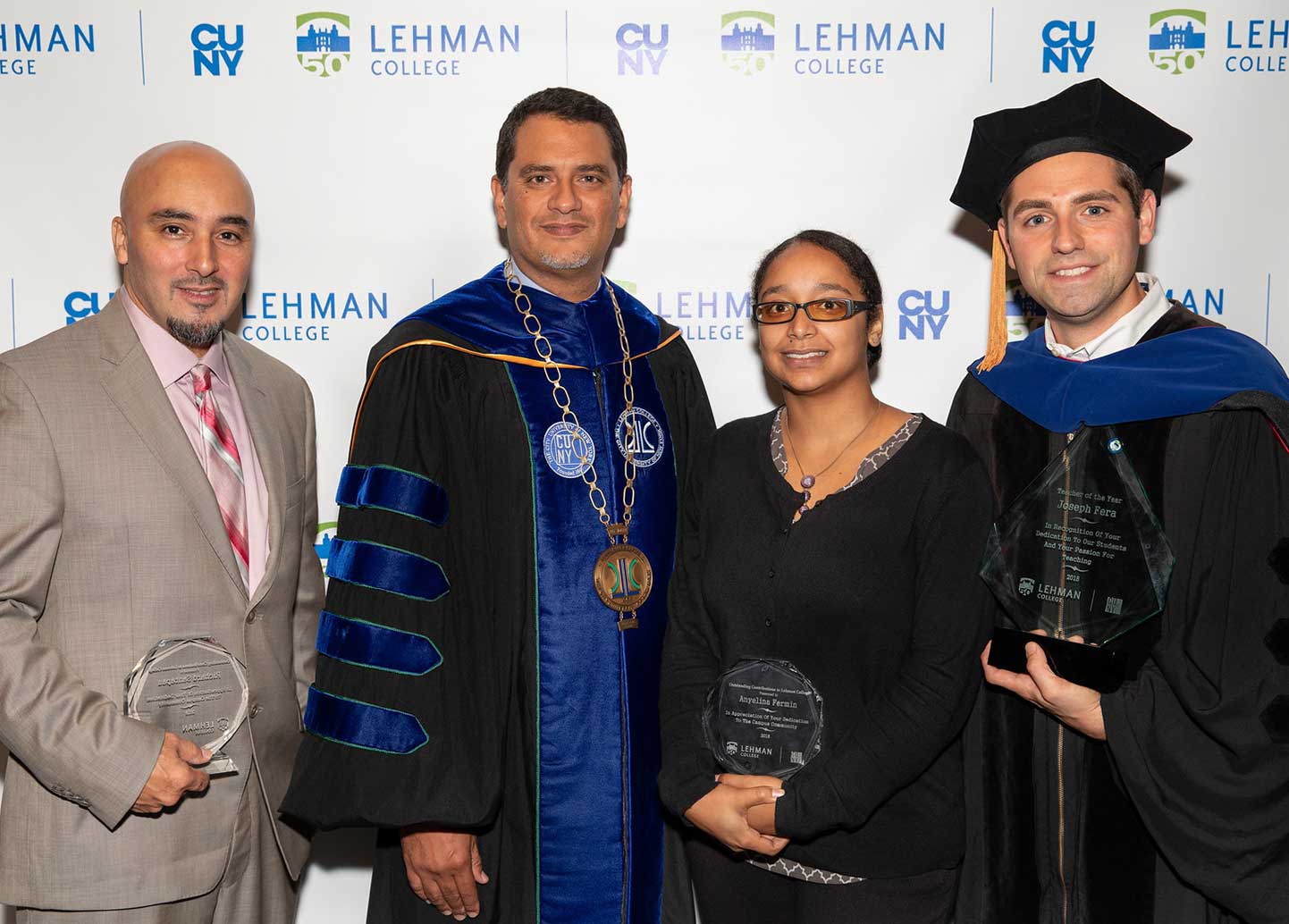 (left to right) Richard Santapau, President Cruz, Anyelina Fermin and Dr. Joseph Fera