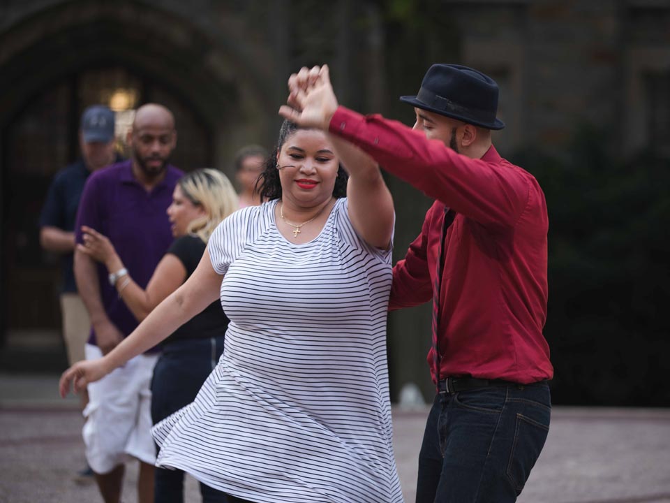 Photo of students dancing the Salsa