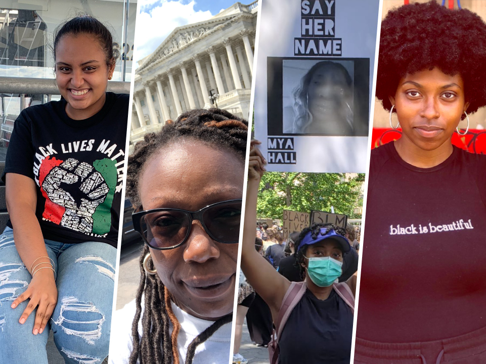 From left, racial justice activists and Lehman students or recent grads Gugeeta Cheetram, Hope Sanders, Quameisha Moreno and Crisbelly Contreras. 