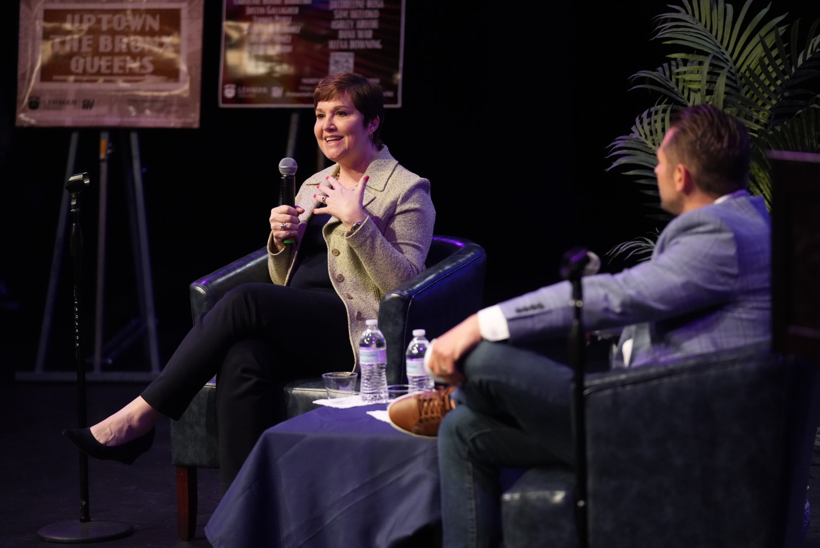 Executive Vice Chancellor Wendy Hensel met with the Lehman community in a town hall moderated by Associate Professor Joseph Pera