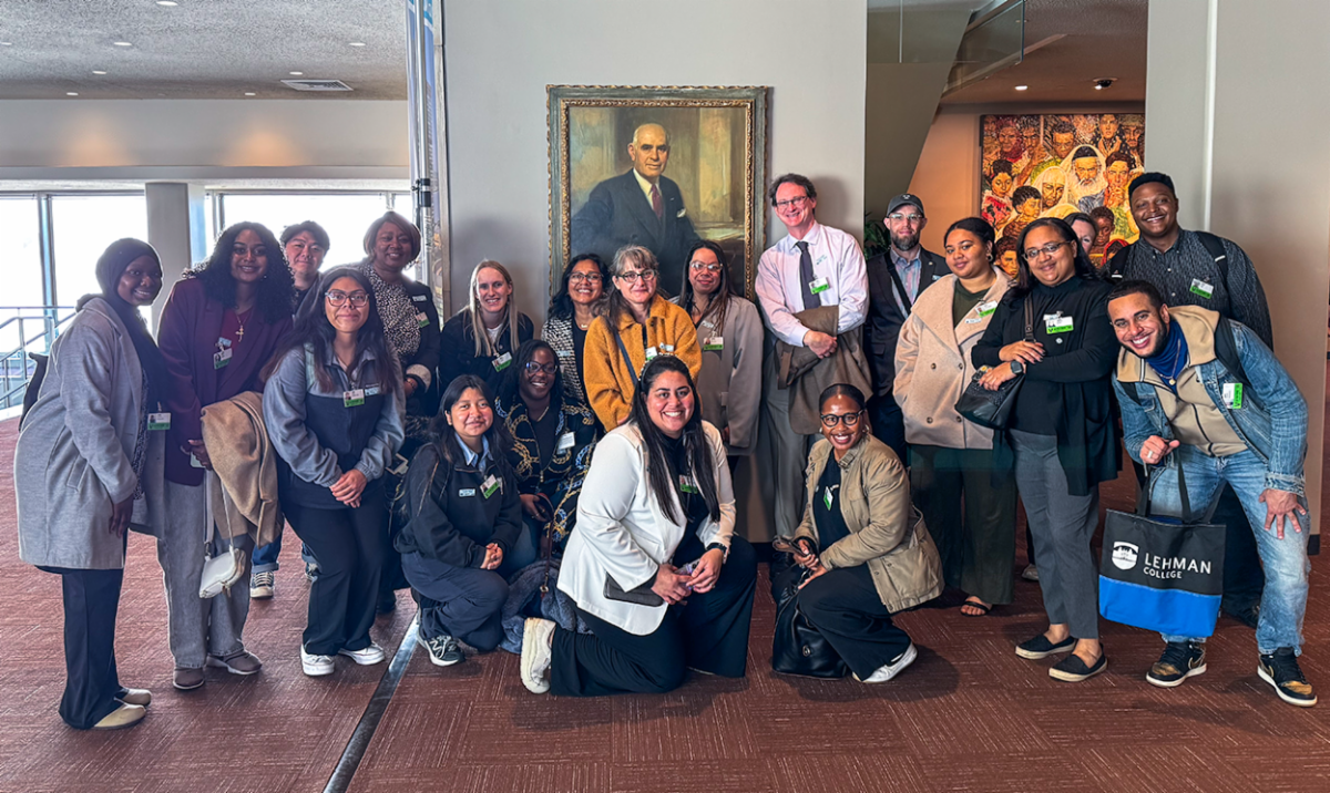 Lehman Crew at the United Nations with Painting of Herbert H. Lehman