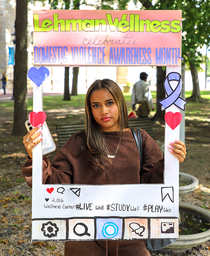 Student Photo in Domestic Violence Awareness Photobooth