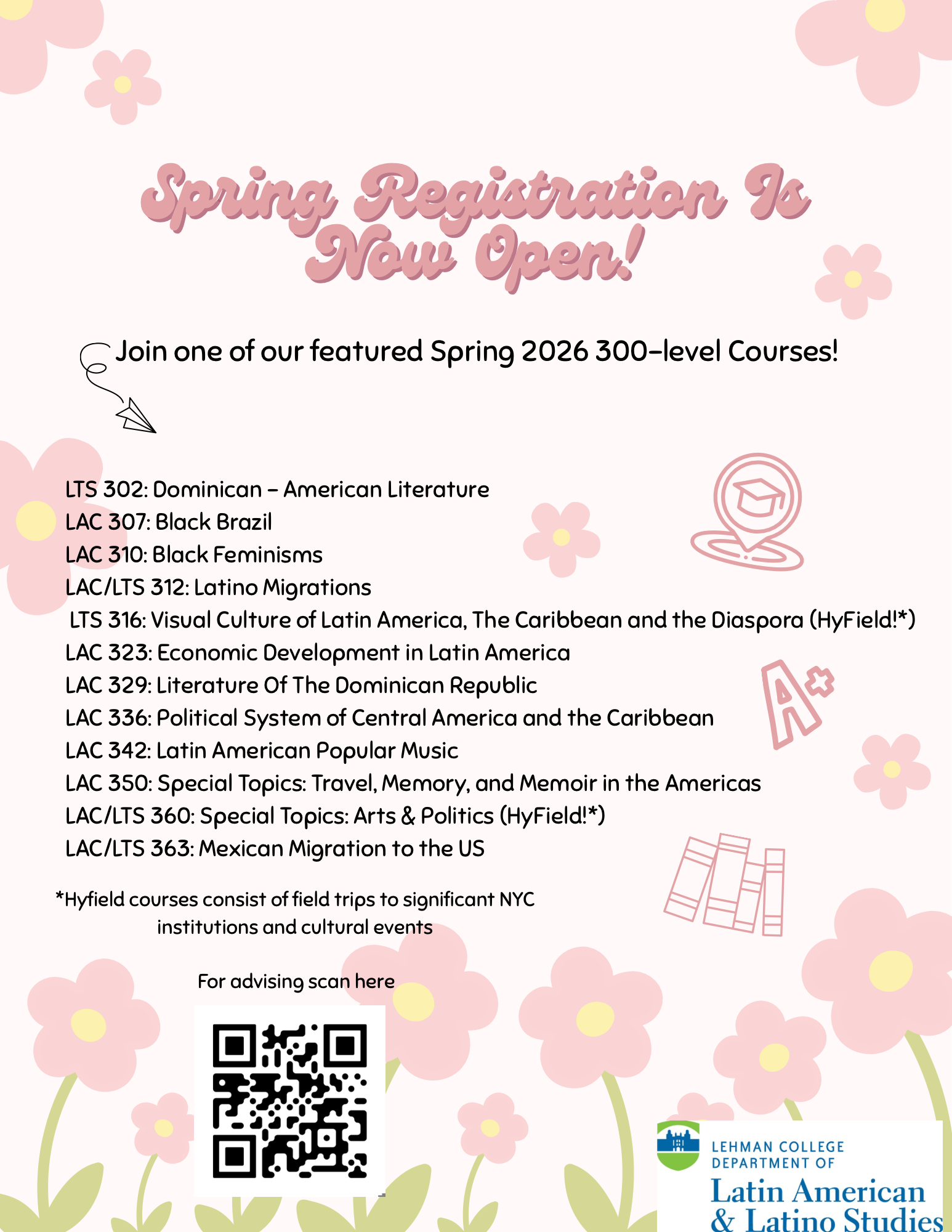 Spring Courses LEVEL 300 Semester 2026 (course offering flyer)