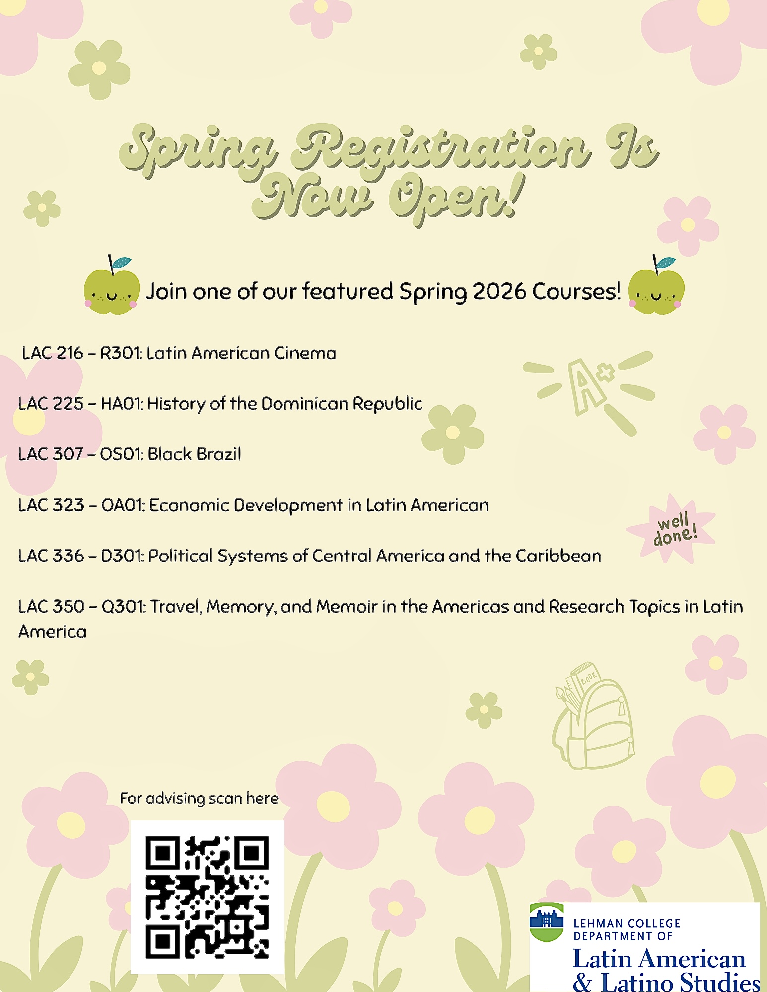 Spring Courses Semester 2026 course offering flyer