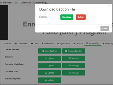 Download SRT file (Caption file)