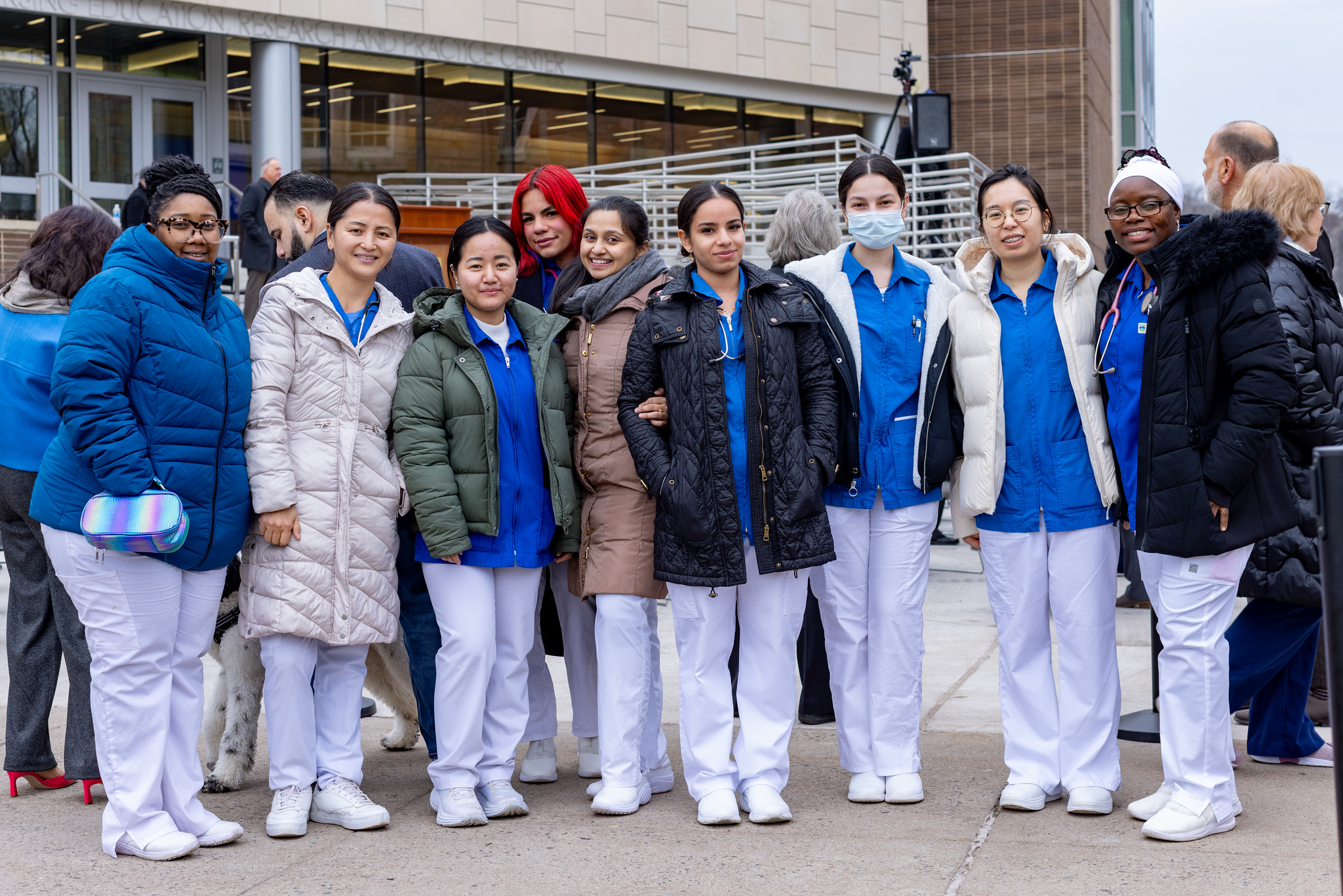 Nursing Students in front of building