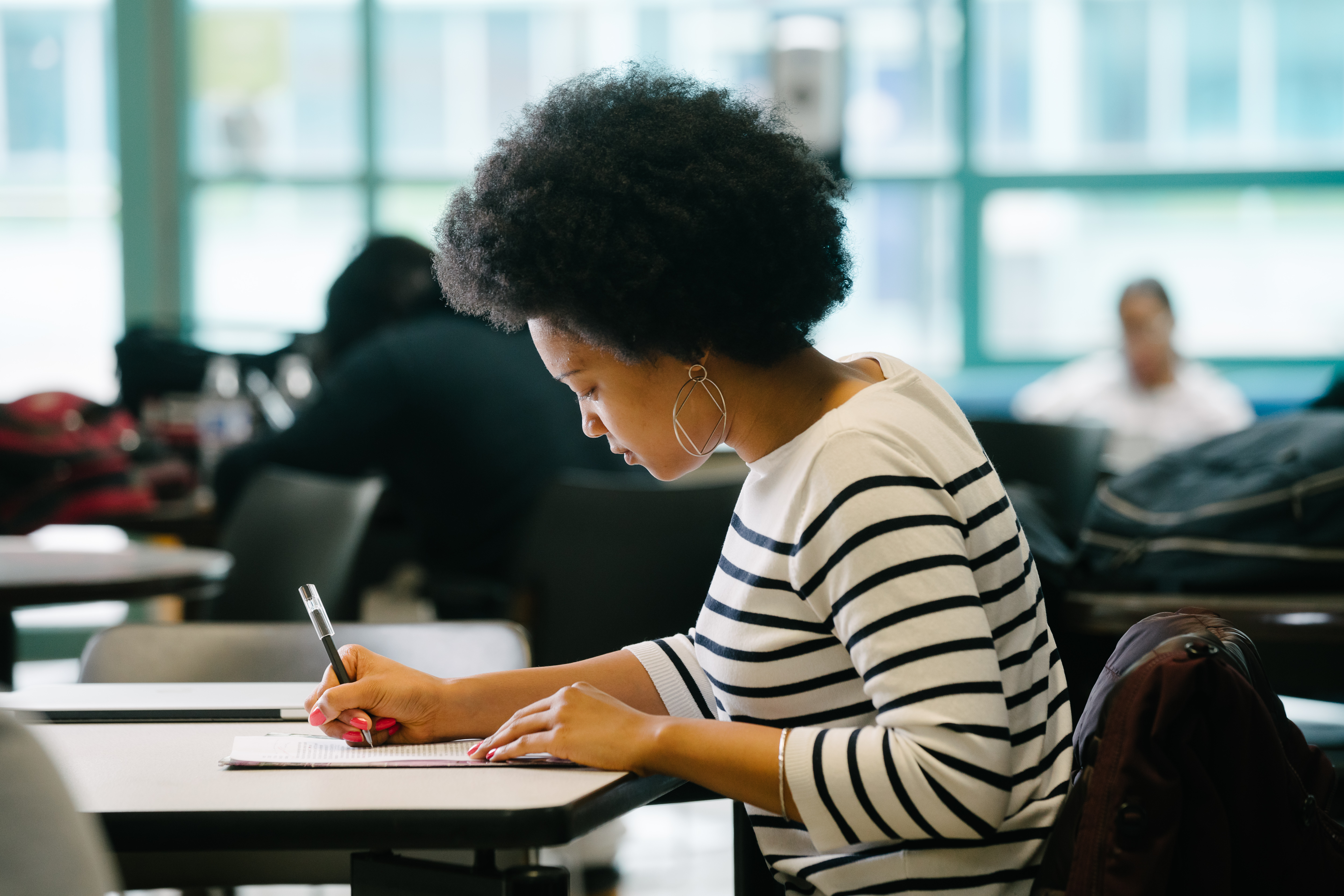 Student studying in class