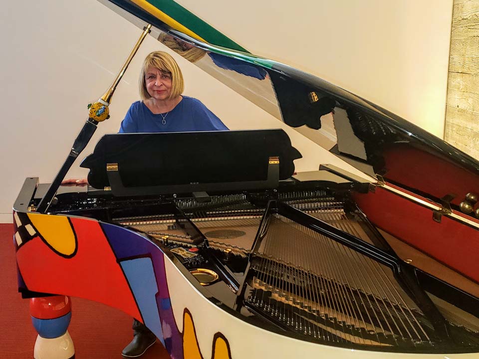 Otmar Alt's custom-designed Schimmel Grand Piano, on display at the Lehman Center