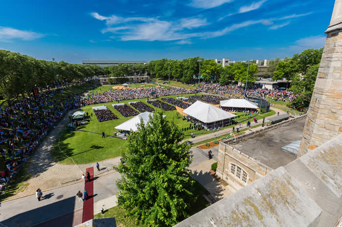 Arial photo of Lehman Commencement Ceremony